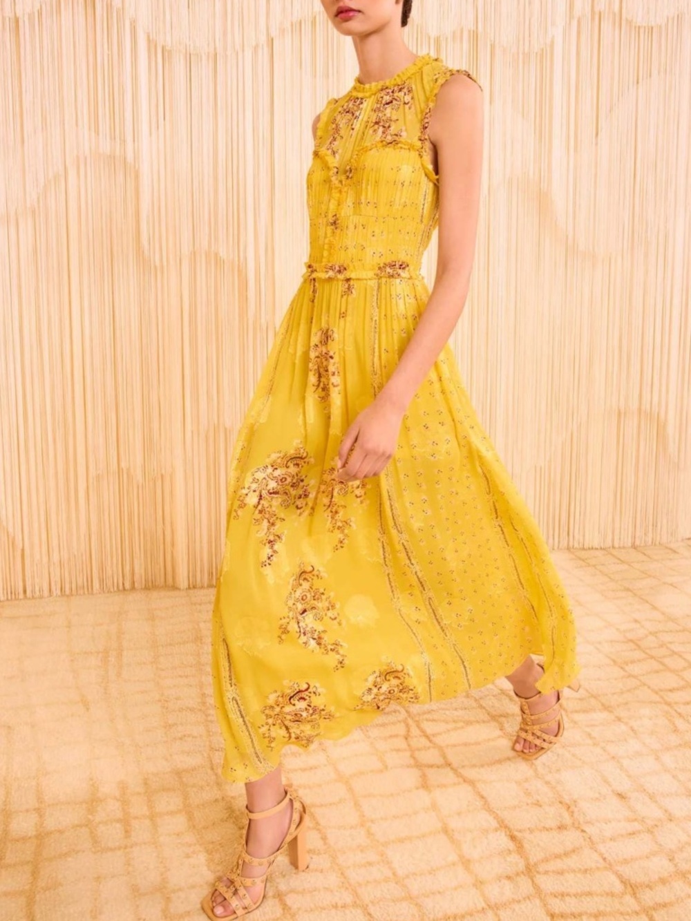 Ulla Johnson Kasia Silk Chiffon Midi Dress in Soleil Sz. 10 - Picture 6 of 6